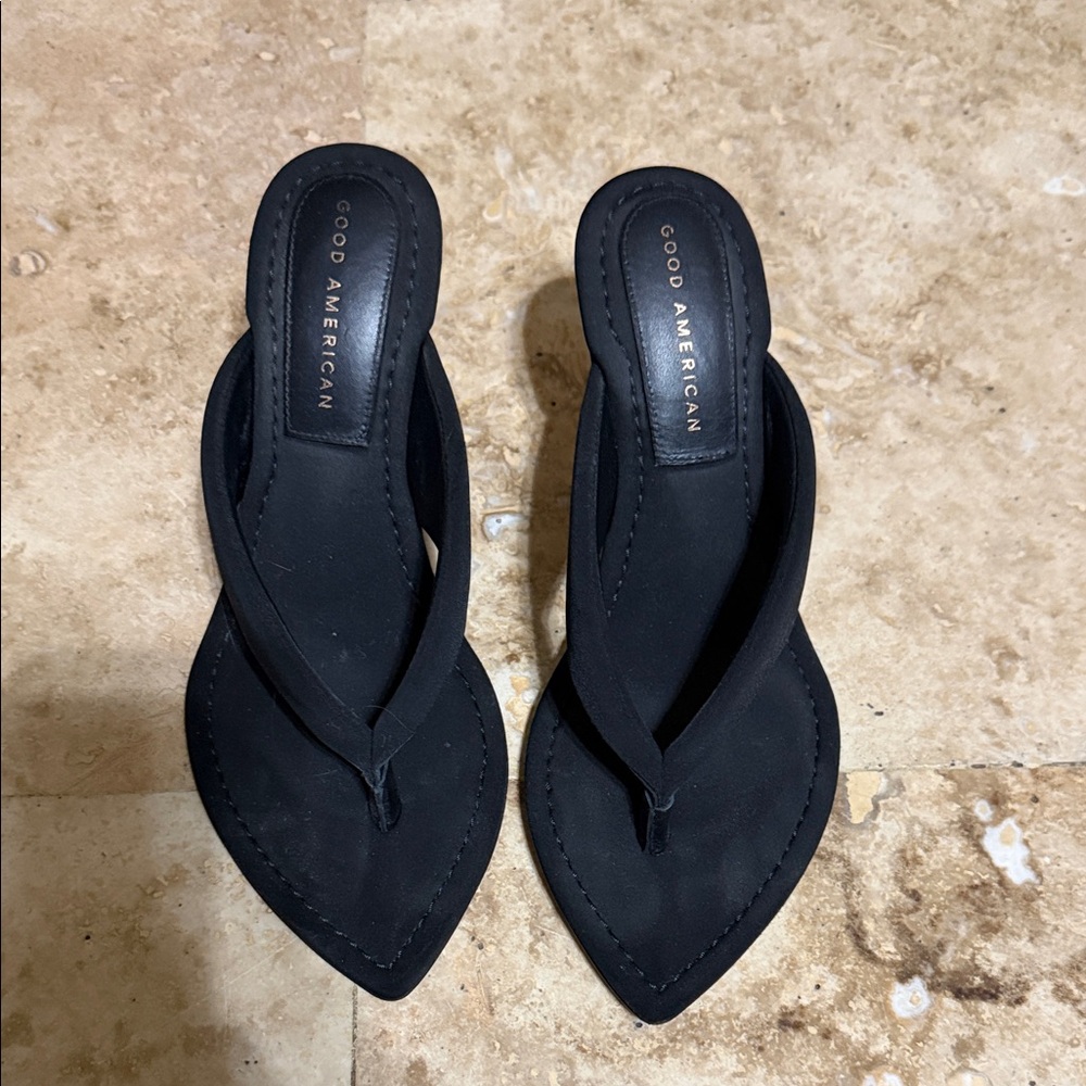 Good American Black Heeled Sandals